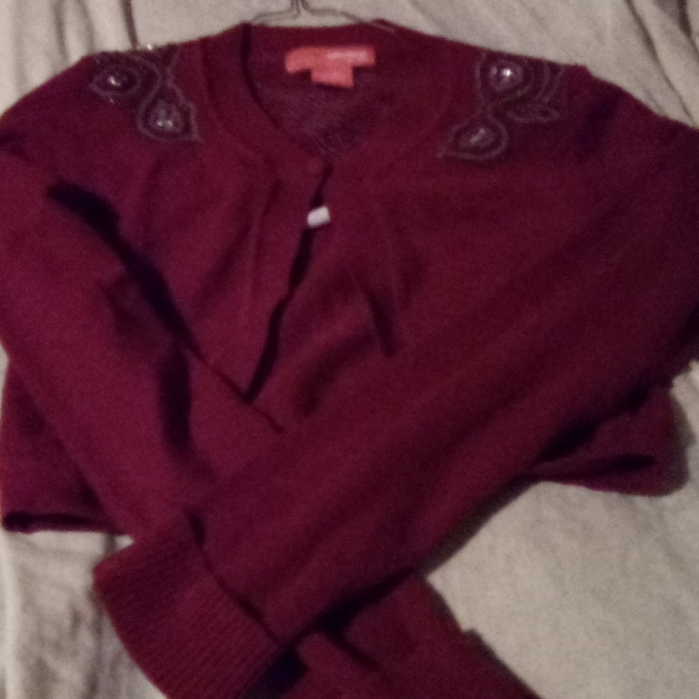 Calvin Klein half length red and sequin sweater XL